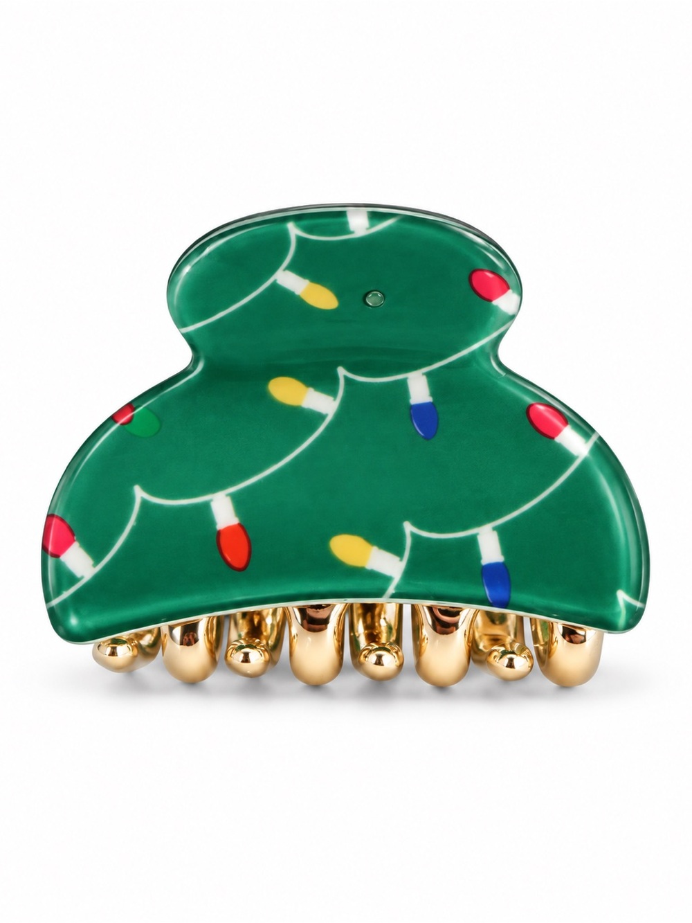 Green & Red Christmas Tree Lights Holiday 1.5" Lobster Claw Hair Clip Snowflake